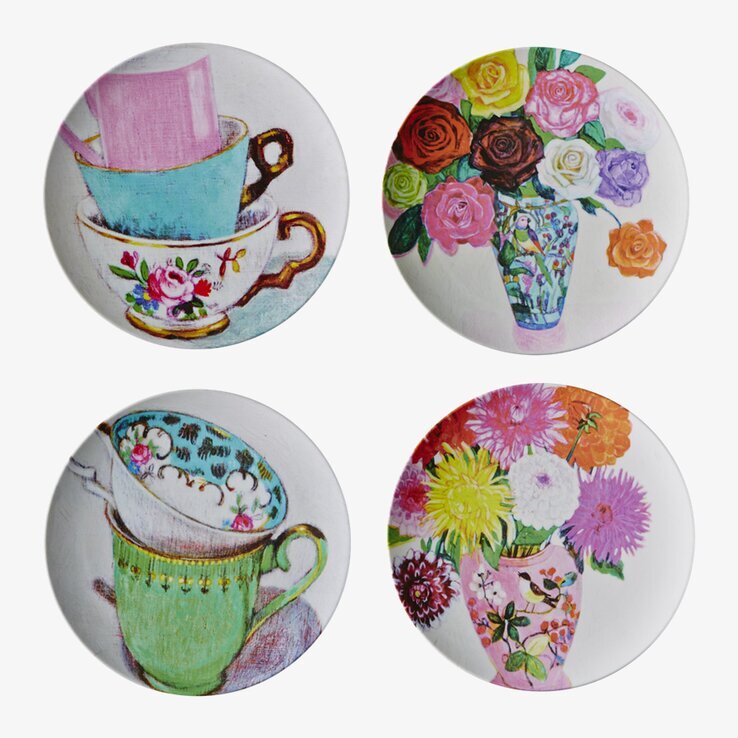 Assiett Vas Med Rosor från Rice med färgglada mönster