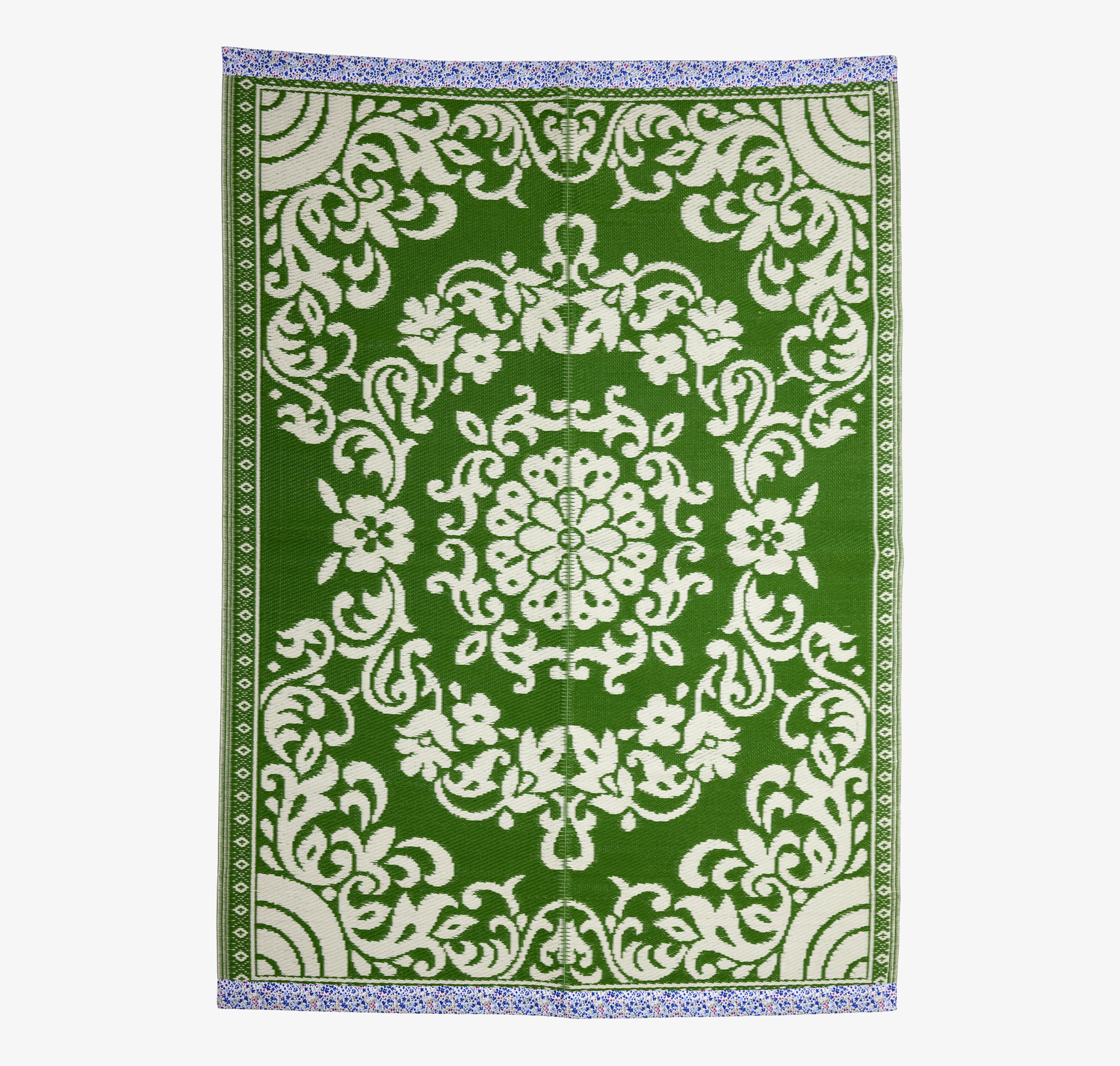 Plastmatta Grön/Elfenbensvit från Rice med blommönster