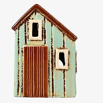 Bild av dekorativ ljuslykta med strandbodstema