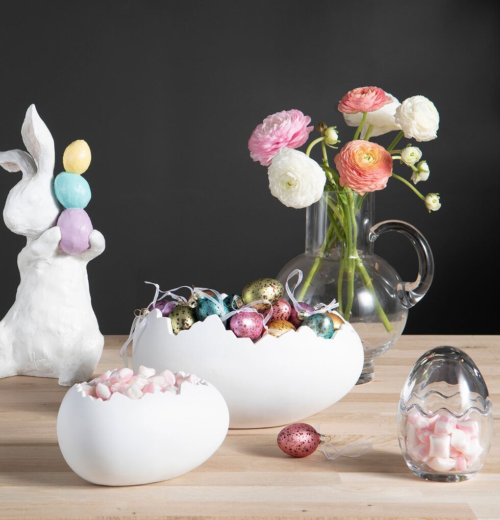 Kruka/Skål Äggskal Vit Poly Set/2 från A Lot Decoration