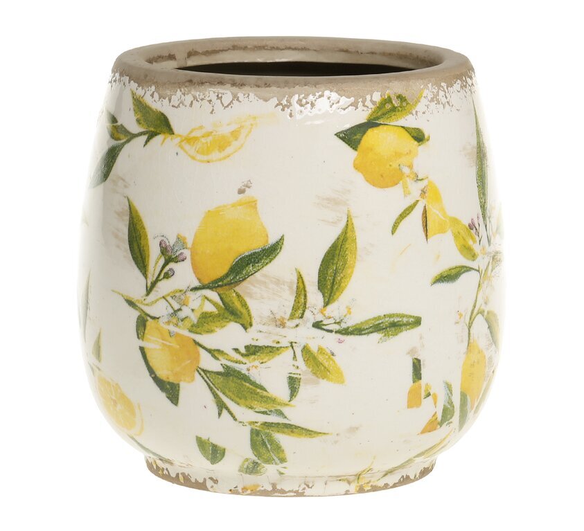 Kruka Limone Creme Ø15cm från Chic Antique med citronmotiv