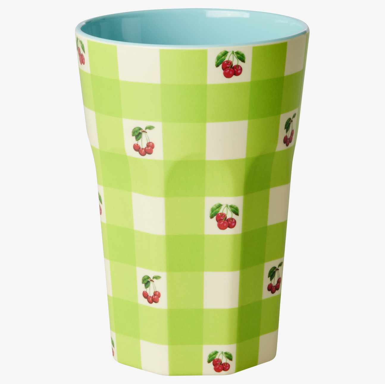 Bild av mugg med körsbärsmotiv och färgglad design