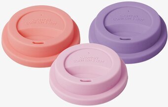 Bild av tre runda silikonlock i rosa och lila nyanser