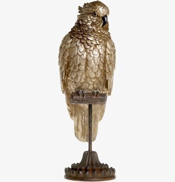 Bild av dekorativ papegojastaty i antik mässingsstil