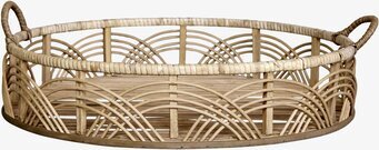 Foto av elegant serveringsbricka med rottingdetaljer