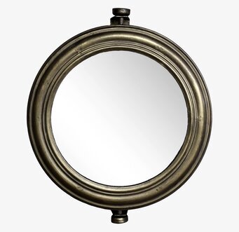 Bild av rund väggspegel med antik mässingsram