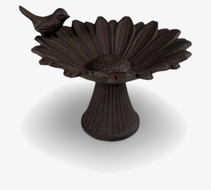 Bild av ett vackert fågelbad i gjutjärn för trädgården