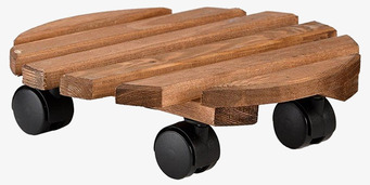 Bild av robust blomvagn med trädesign och hjul