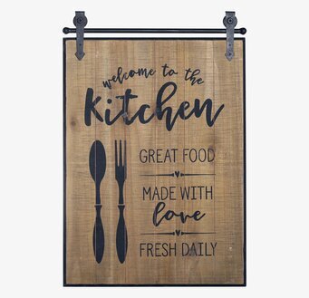 Foto av rustik väggskylt med kökstema och vintagekänsla