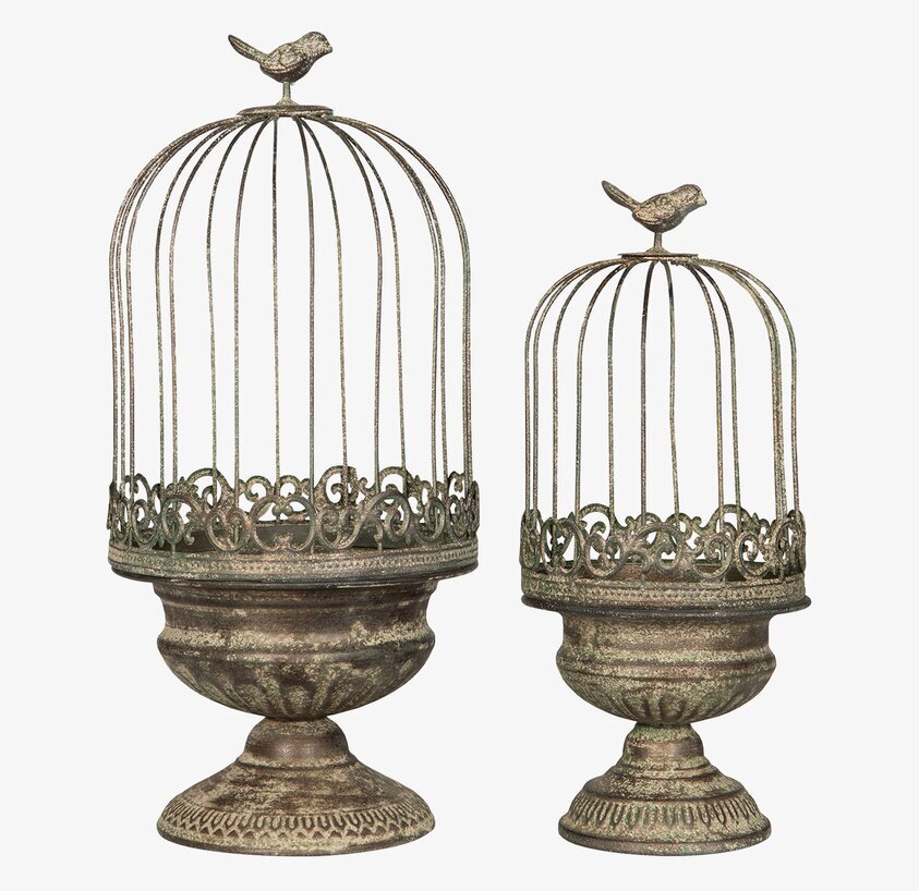 Planteringsbur Fågel Metall Grön Set/2 från A Lot Decoration