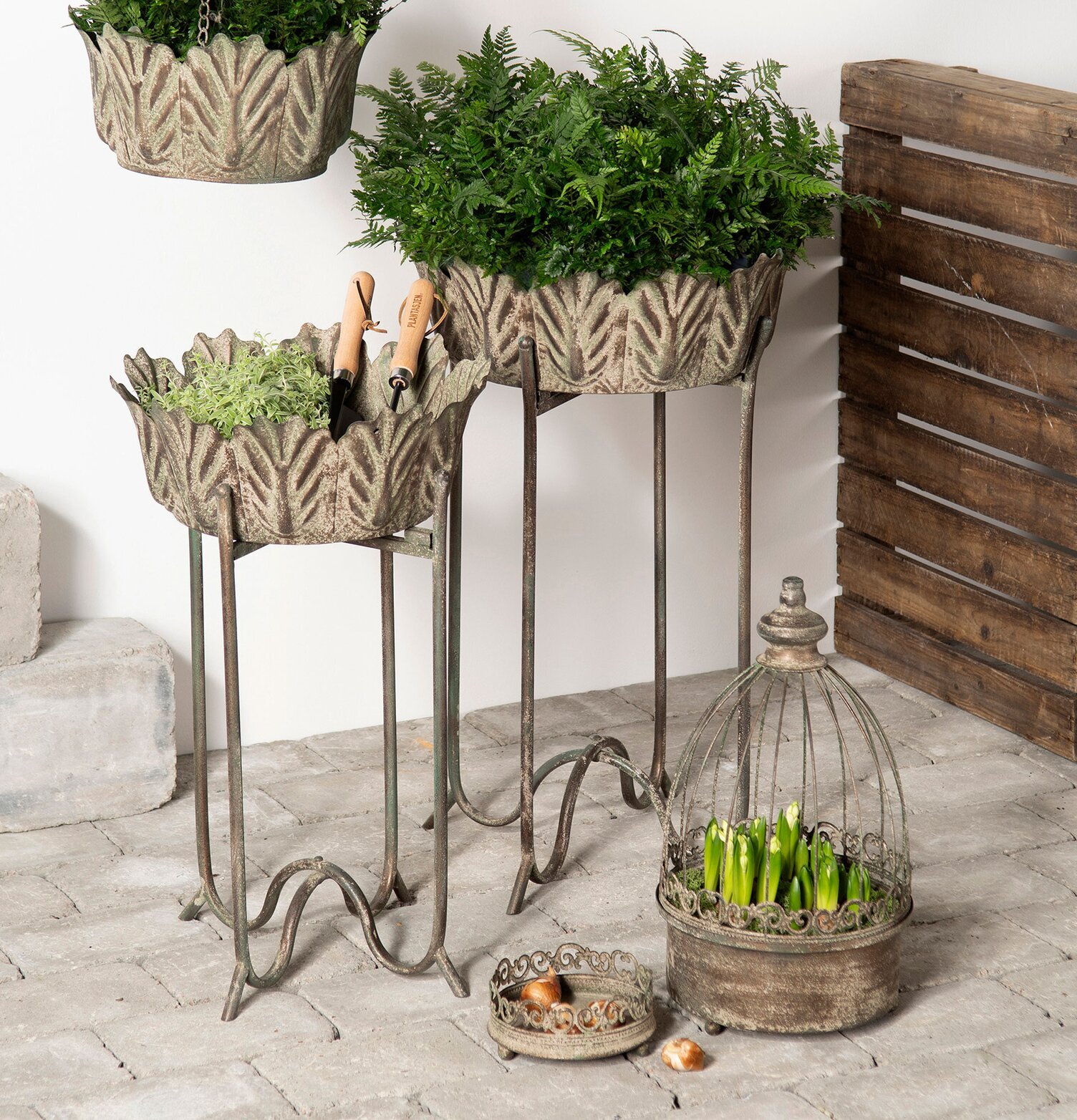 Planteringsbord Blad Metall Grön Set/2 från A Lot Decoration