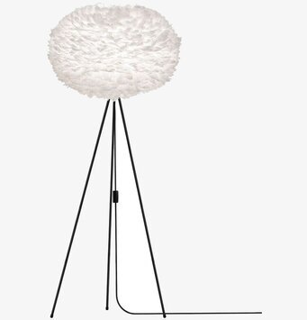 Bild av elegant golvlampa med fluffig fjäderlampskärm