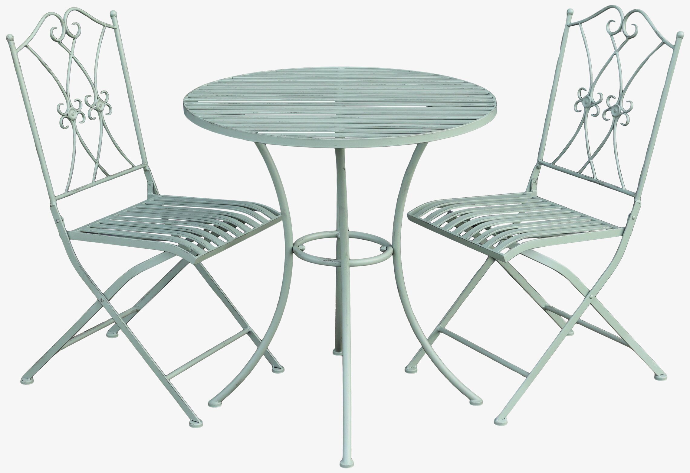 Foto av caféset i antik grön, metall och vintage stil