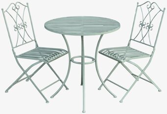 Foto av caféset i antik grön, metall och vintage stil