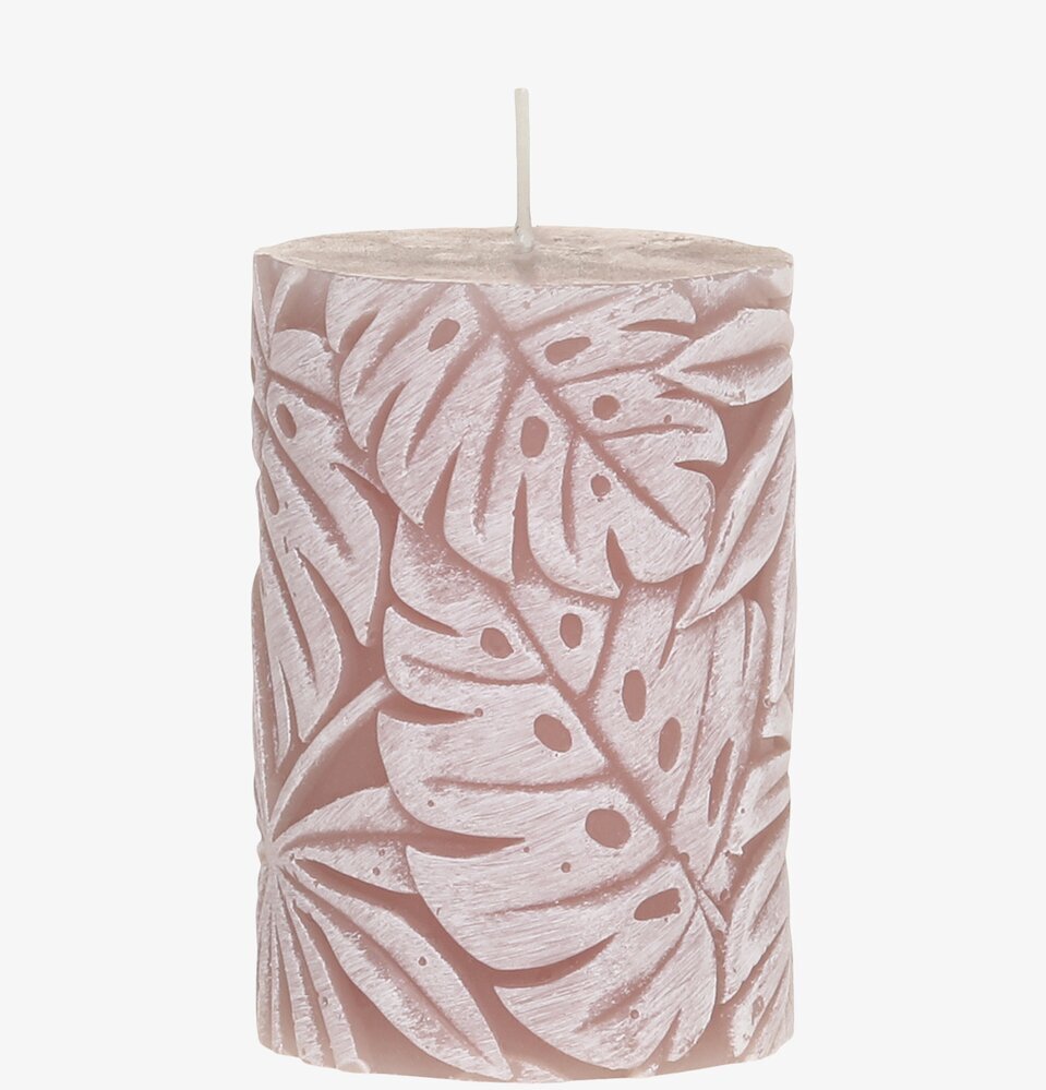 Bild av blockljus med rustikt bladmönster i relief