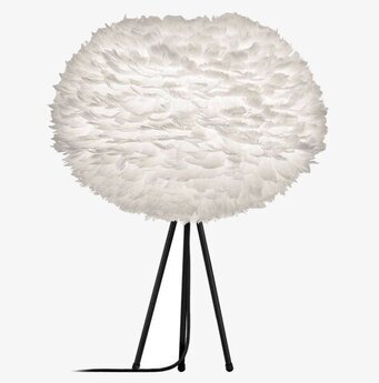 Bild av stilfull lampskärm med vita fjädrar