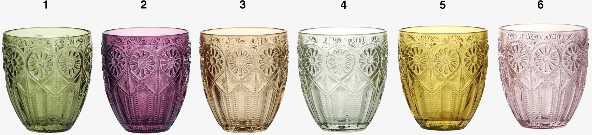 Saint-Émilion Glas Med Mönster från Chic Antique i sex färger