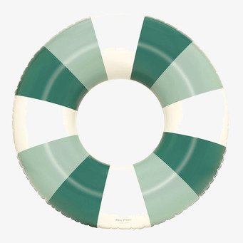 Bild av livfull badring med grönt och vitt randmönster