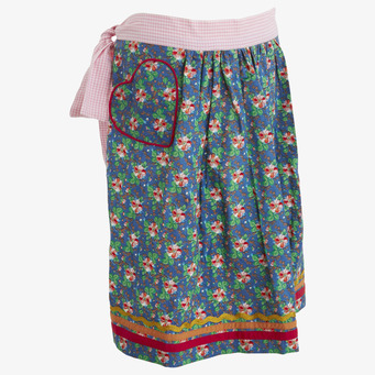 Bild av färgglatt retroförkläde med blommigt mönster