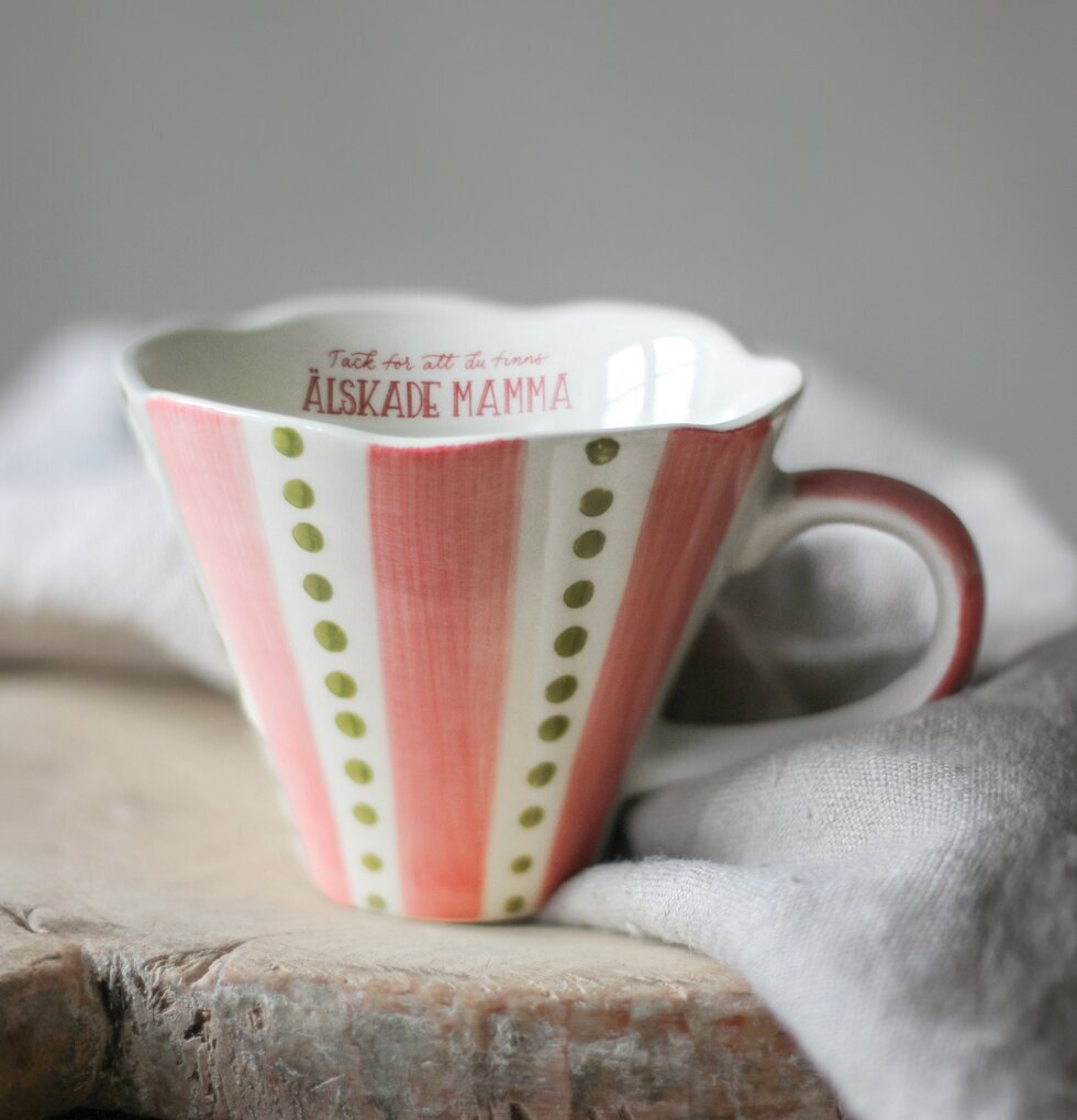 Mugg - Älskade Mamma från Majas Cottage, rosa och grön