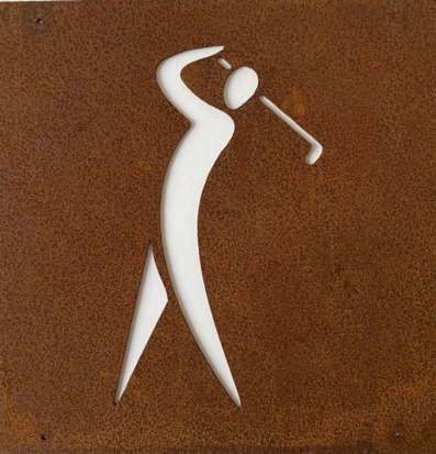 Bild av golfare i konstnärlig och minimalistisk stil