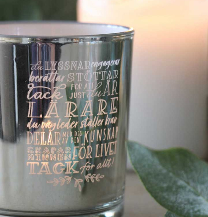 Majas Lykta Lärare Silver från Majas Cottage med gröna blad