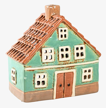 Foto av charmig ljuslykta utformad som ett hus