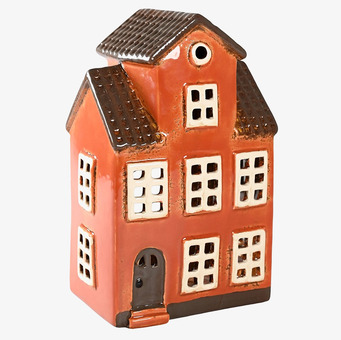 Bild av dekorativ orange ljuslykta i keramik