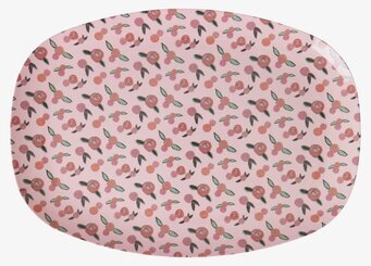 Bild av rektangulär tallrik med blommigt mönster