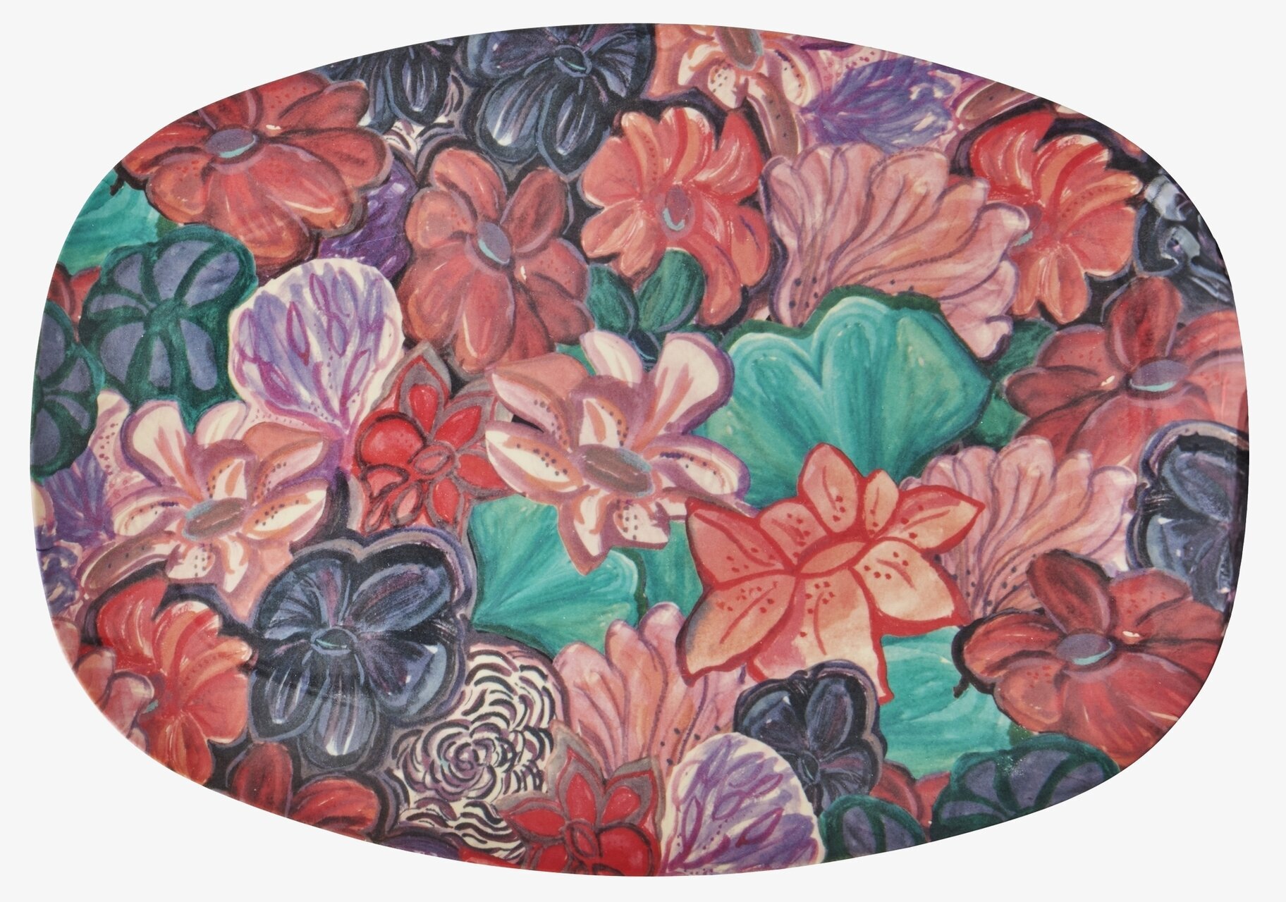 Bild av tallrik med blomstermotiv och levande färger