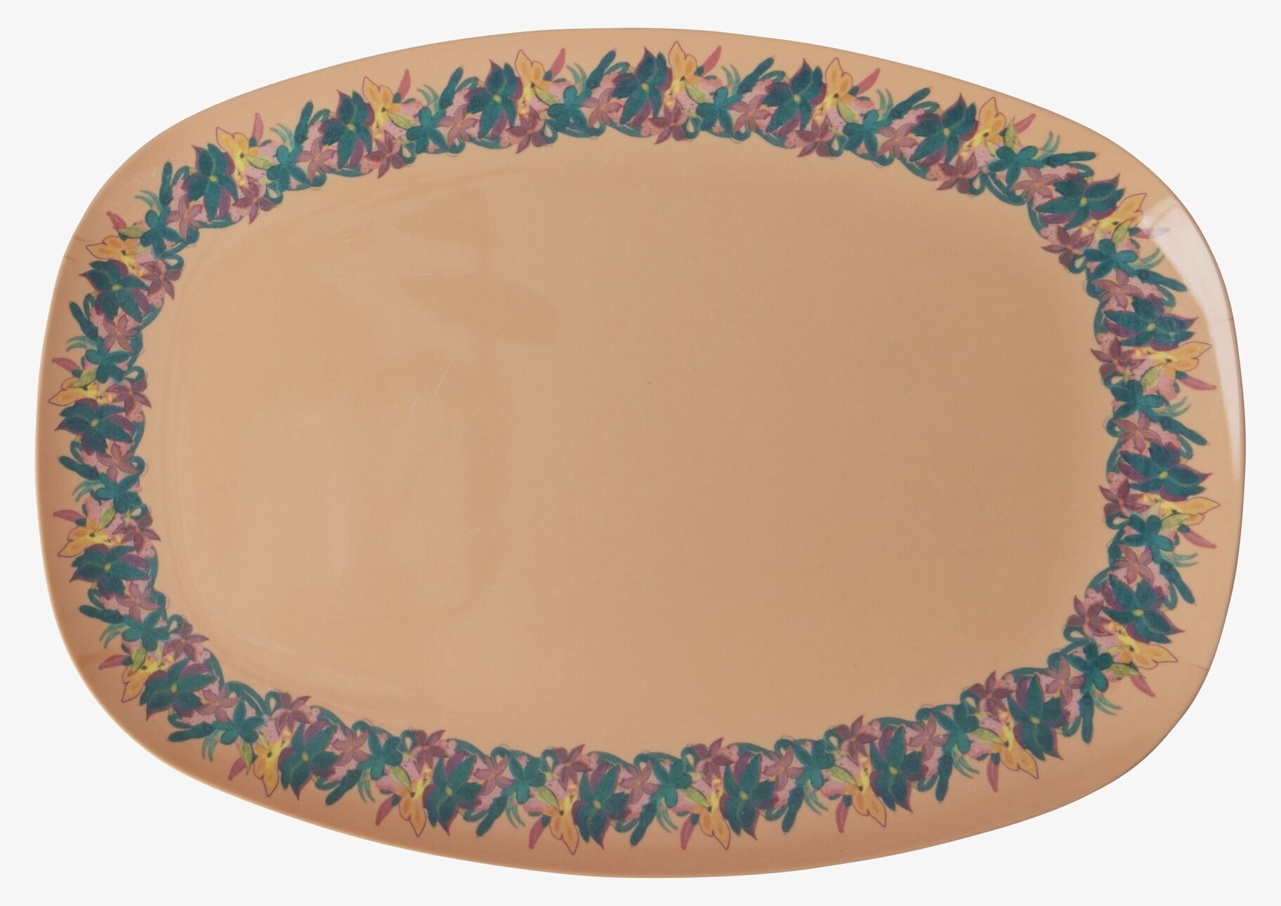 Bild av rektangulär tallrik med blommönster