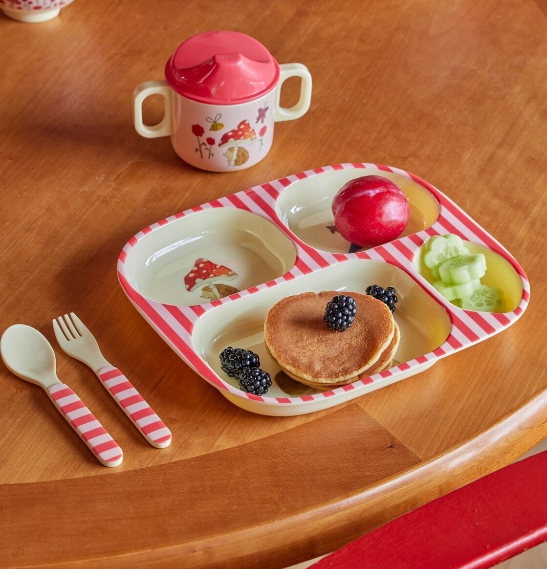 Barntallrik 4-Fack Pink Happy Forest Print från Rice