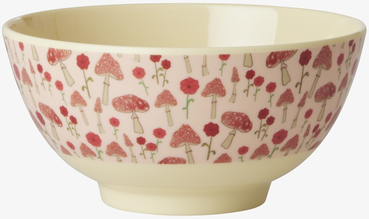 Skål Pink Happy Forest Print från Rice med svampmönster