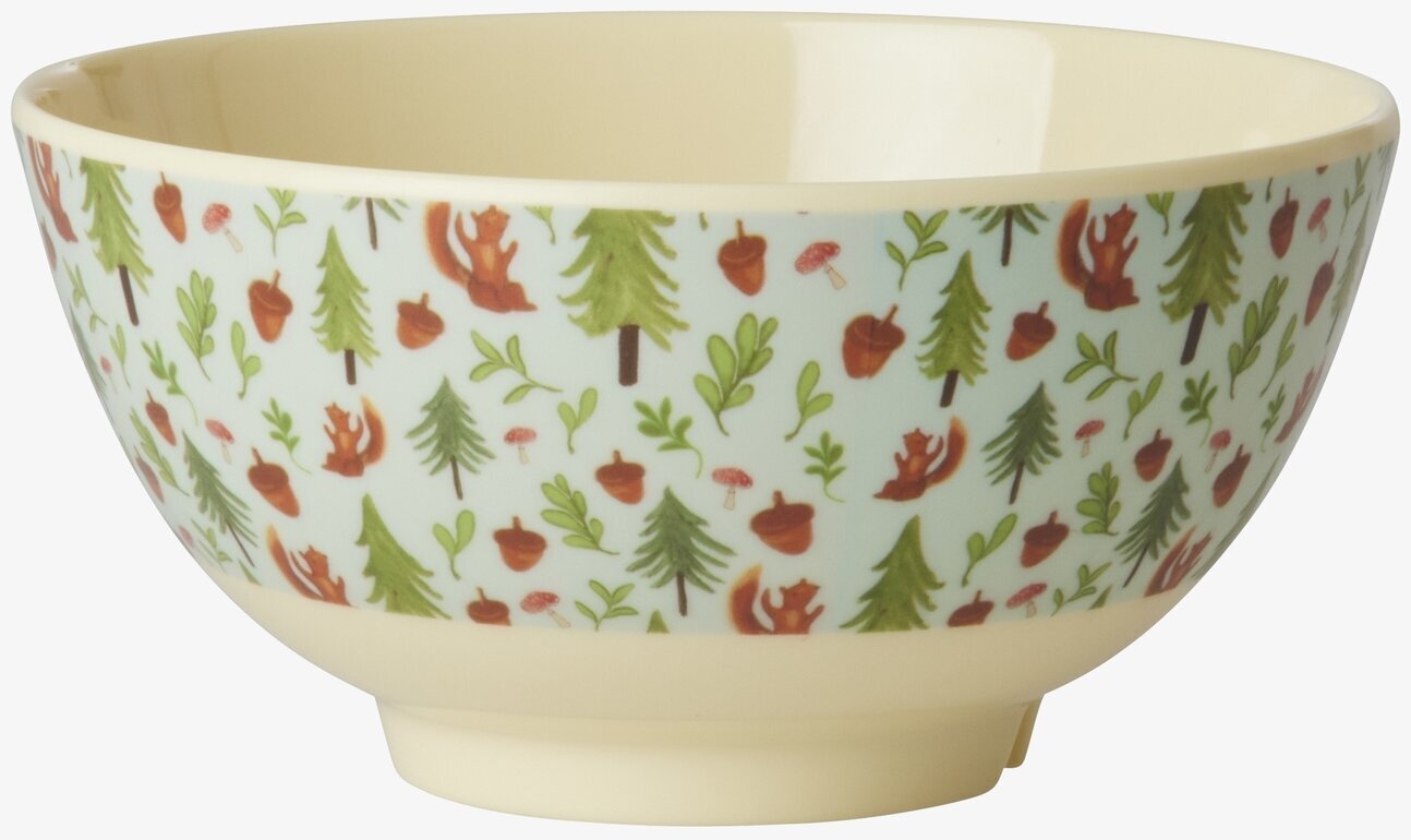 Skål Blue Happy Forest Print från Rice med skogsmönster