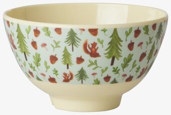 Bild av kompakt skål med skogsmotiv och blå nyans