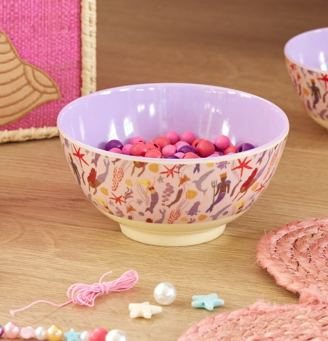 Skål Mermaid Print från Rice med marina mönster och pärlor