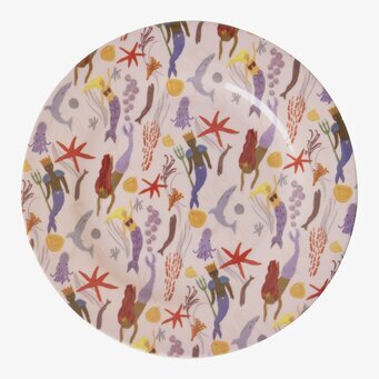 Bild av färgglad barntallrik med sjöjungfrutema