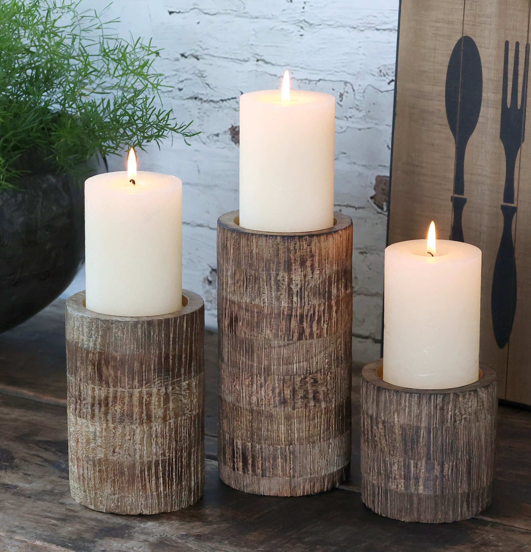 Ljusstake Blockljus från Chic Antique på rustikt träbord