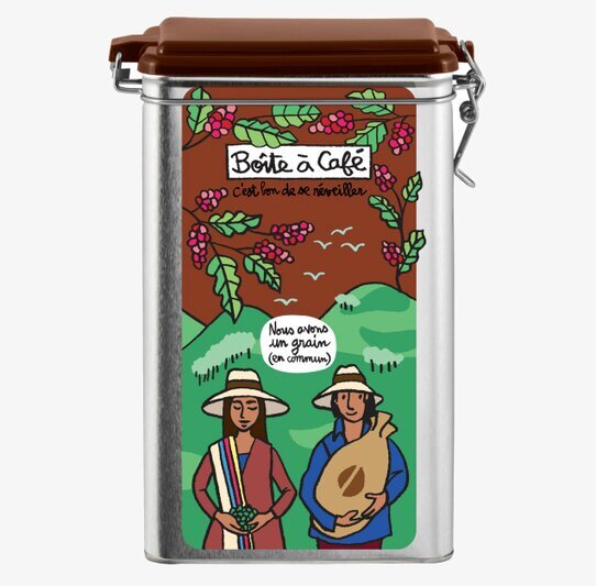 Plåtburk Kaffe från Derriére la porte med färgglad design