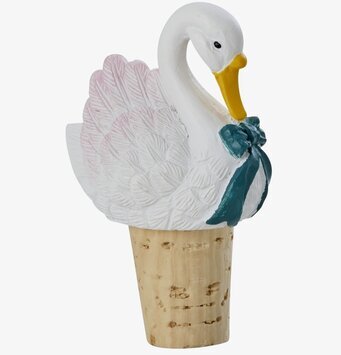 Bild av elegant vinkork med svanmotiv och detaljer