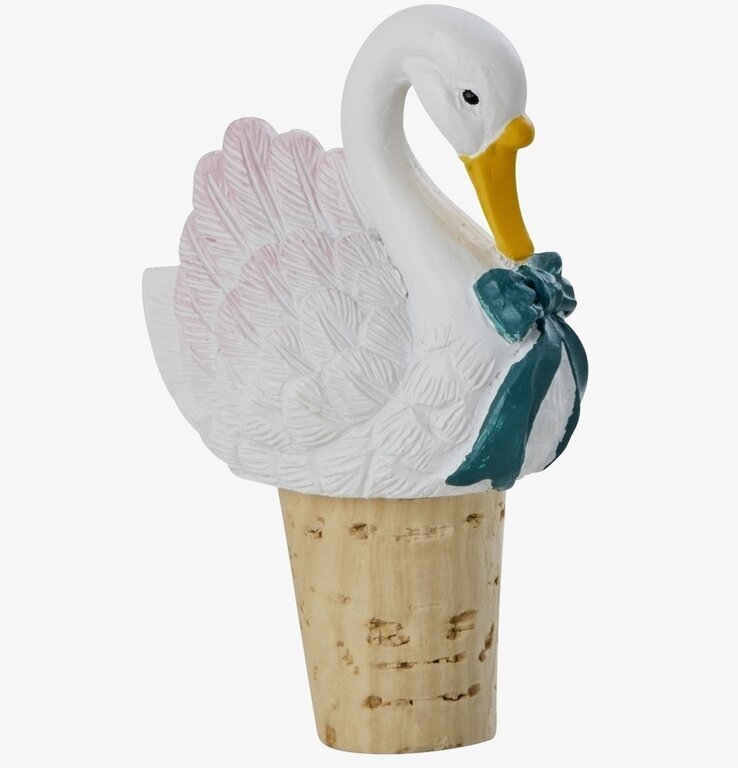 Vinkork Svan från Rice med vit svanfigur och beige kork