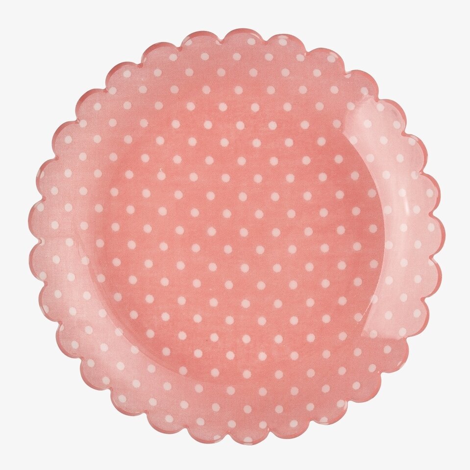 Liten Assiett - Coral Dots från Rice med vita prickar