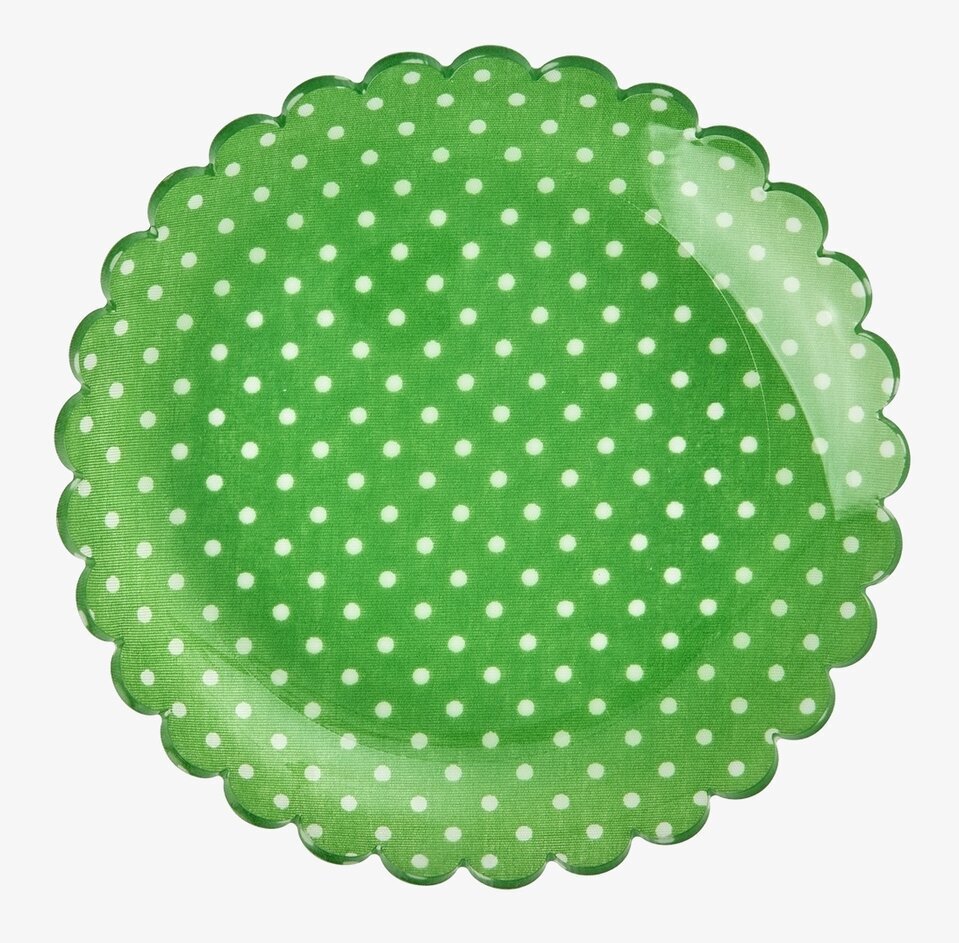Liten Assiett - Green Dots från Rice, grön med vita prickar
