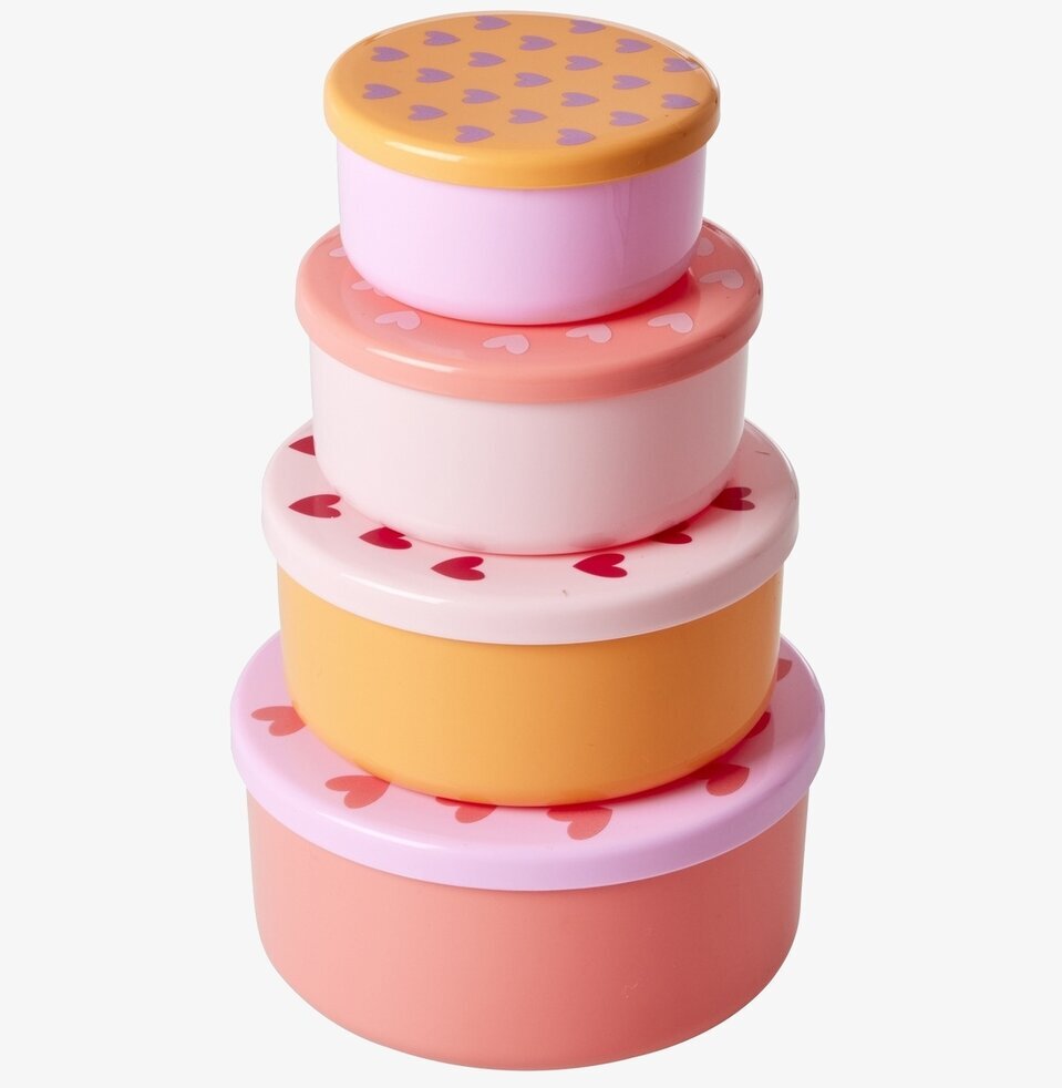 Plastburkar Med Lock Hjärta - 4-Pack från Rice, staplade