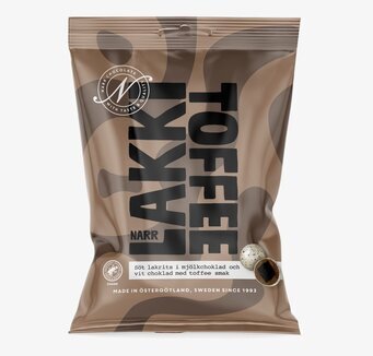 Bild av förpackning med lakrits och chokladtoffee