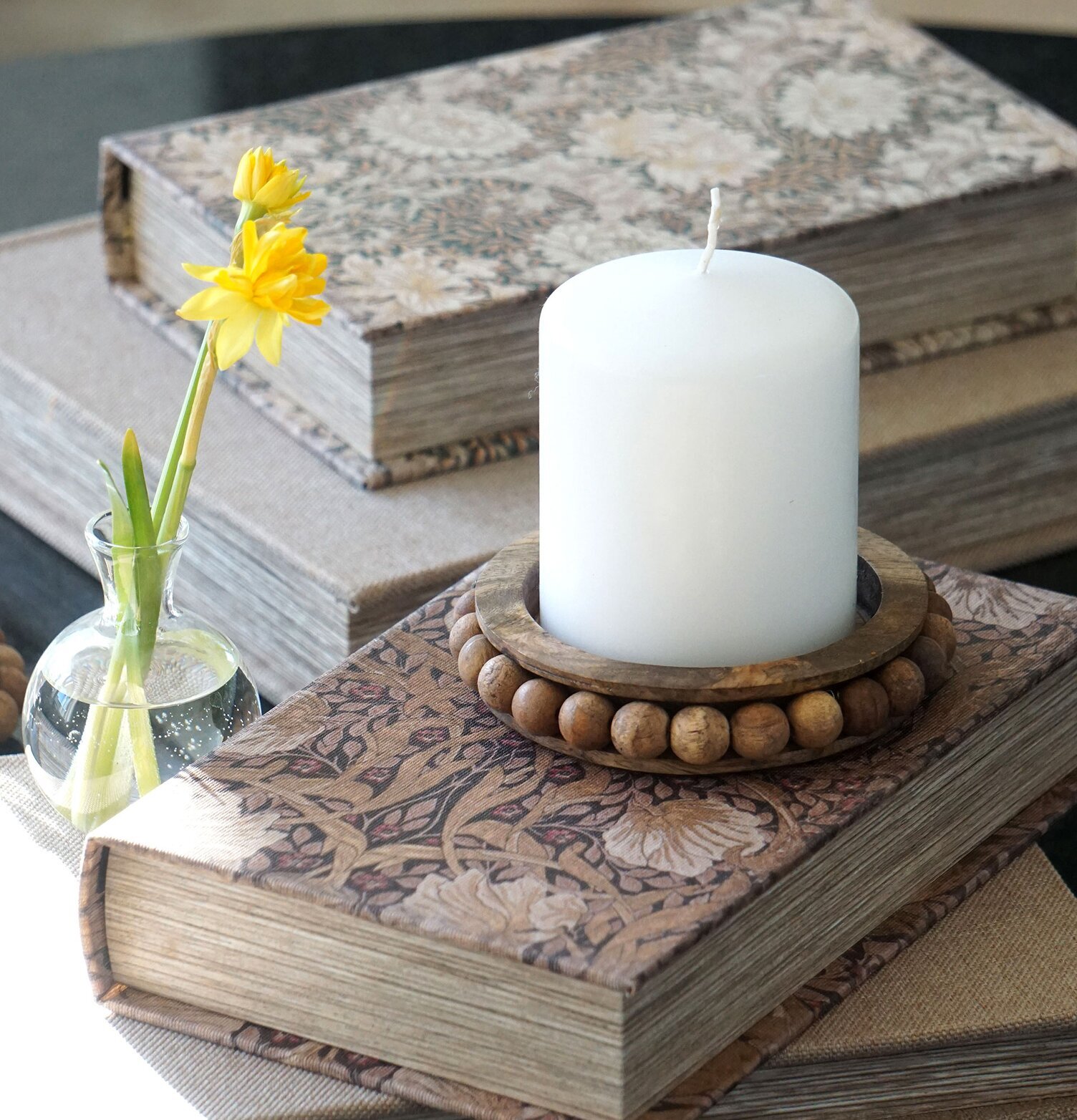 Fat Set/3 Marble Trä Brun från A Lot Decoration med ljus