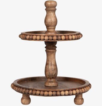 Bild av elegant tvåvåningsserveringsställning i trä