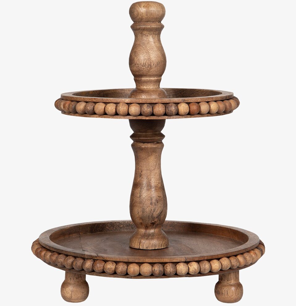 Bild av elegant tvåvåningsserveringsställning i trä