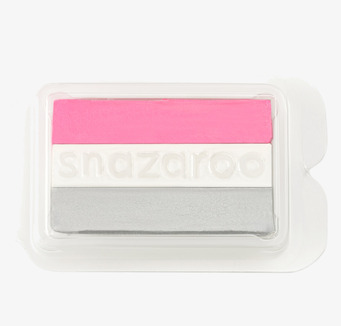 Bild av split cake med rosa, vit och grå färger