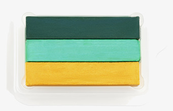 Bild av färgglad palett med tre nyanser i plastlåda